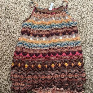 Beautees Girl’s Size Small Tank Top Brown Tribal Pattern Sleeveless Bohemian